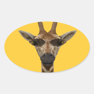 Giraffe Incognito Oval Sticker