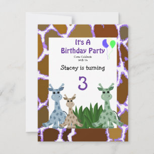 Giraffe Invitation d'anniversaire