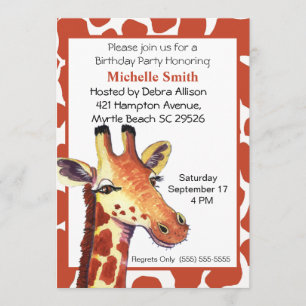 Giraffe Invitations d'anniversaire