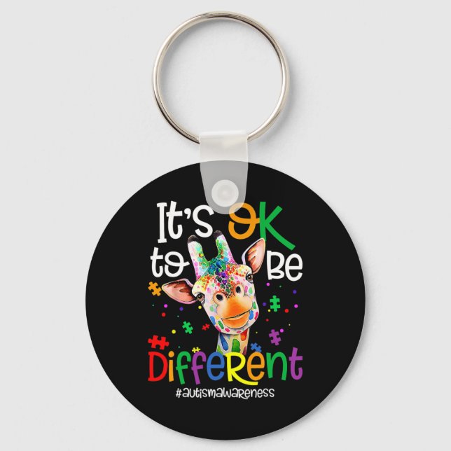 Giraffe It's Okay To Be Different Autism Awareness Keychain (Front)