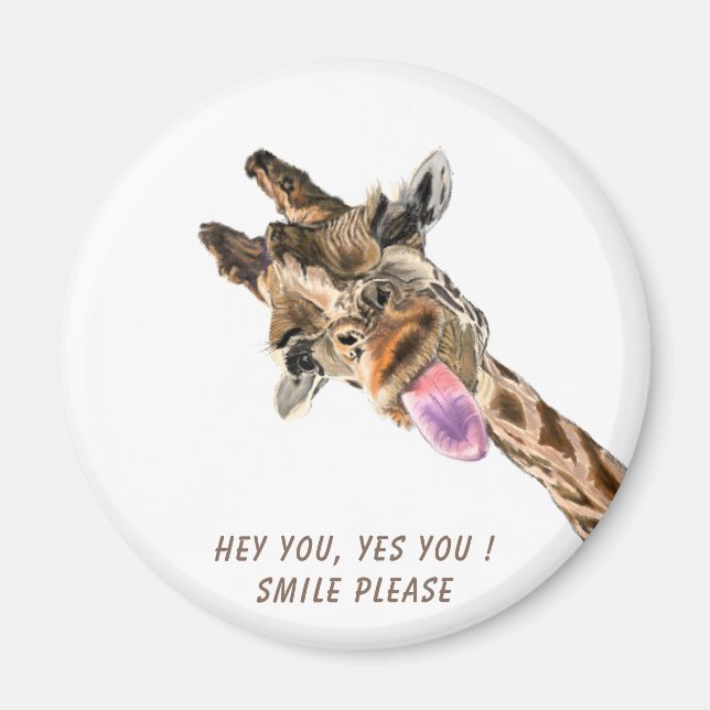 Giraffe Joueuse Drôle cadeau Magnet - Smile (Devant)