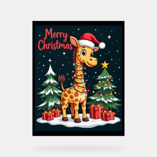 Giraffe Joyeux sapin de Noël Éclairage Père Noël G