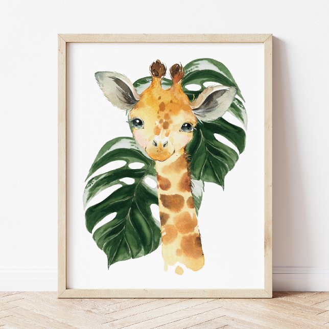Giraffe, Jungle Animals, Safari Animals, Palm Leaf Photo Print (Creator Uploaded)