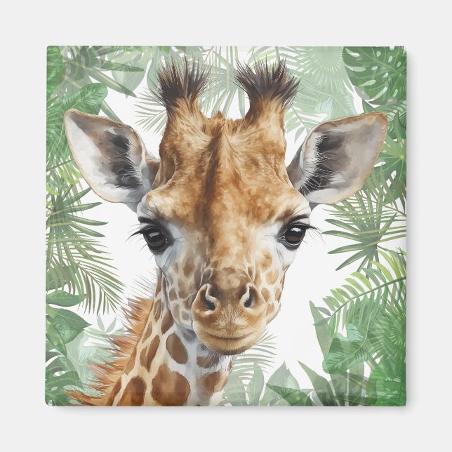Giraffe Jungle Background  Magnet (Front)