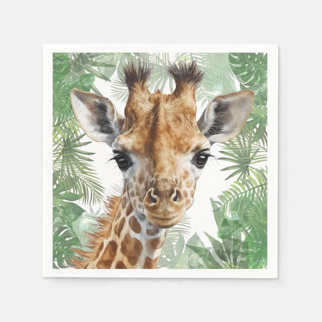Giraffe Jungle Background  Napkin (Front)