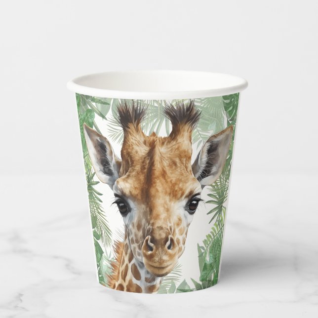 Giraffe Jungle Background  Paper Cups (Front)