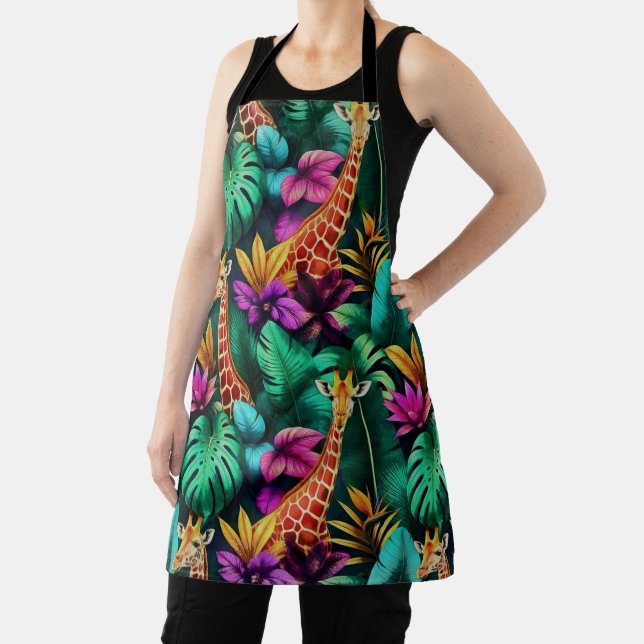 Giraffe Jungle Dreams Seamless Surface Pattern Apron (Insitu)