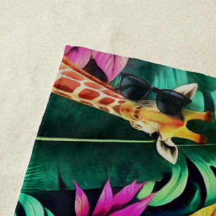 Giraffe Jungle Dreams Seamless Surface Pattern Beach Towel