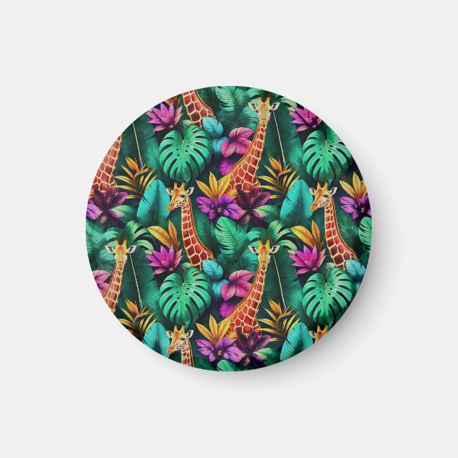 Giraffe Jungle Dreams Seamless Surface Pattern Magnet (Front)