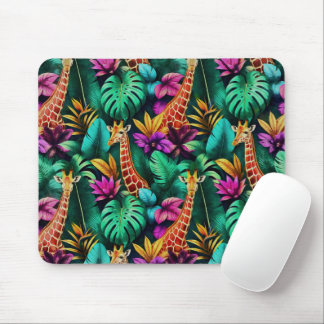 Giraffe Jungle Dreams Seamless Surface Pattern Mouse Pad