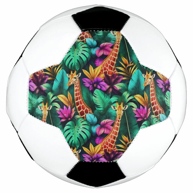 Giraffe Jungle Dreams Seamless Surface Pattern Soccer Ball (Front)