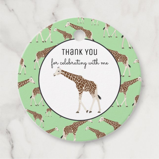 Giraffe Jungle Safari Animal Favour Tags (Front)