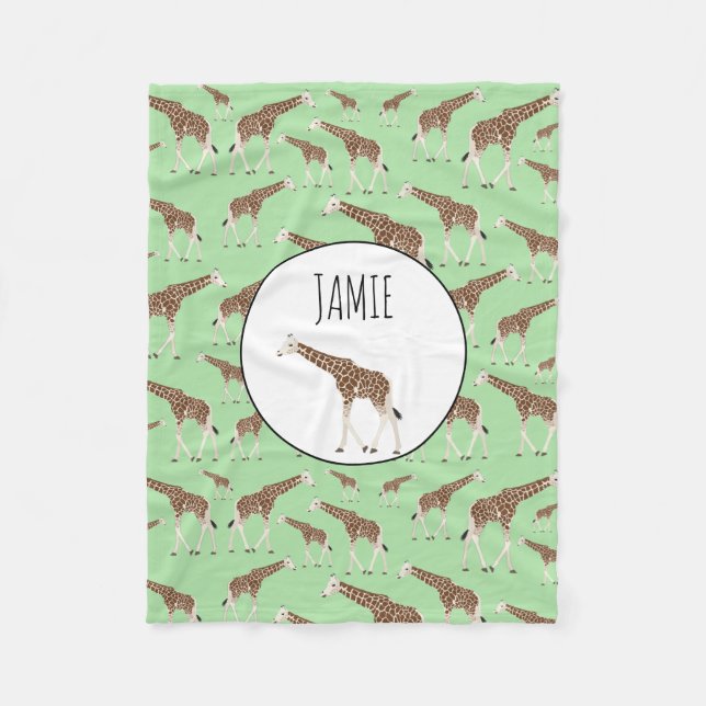 Giraffe Jungle Safari Animal Fleece Blanket (Front)