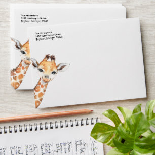 Giraffe Jungle Safari Shower Return Address Envelope