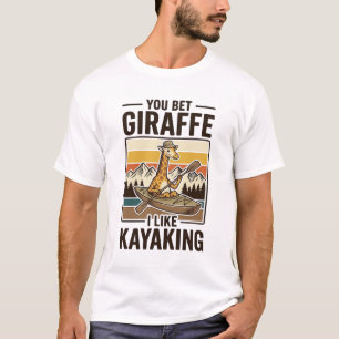 Giraffe Kayaking Vintage Funny T-Shirt Design_1