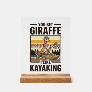 Giraffe Kayaking Vintage Funny T-Shirt Design_1 Acrylic Sign