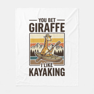 Giraffe Kayaking Vintage Funny T-Shirt Design_1 Fleece Blanket