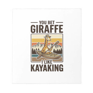 Giraffe Kayaking Vintage Funny T-Shirt Design_1 Notepad