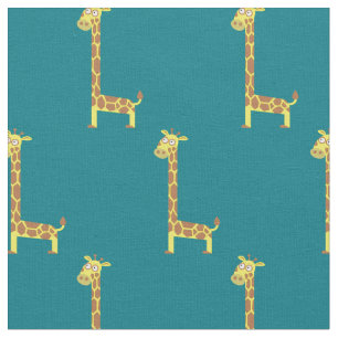 Giraffe Kids Baby Nursery Teal Fabric
