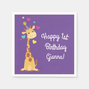 Giraffe Kids Birthday Party Cute Napkin