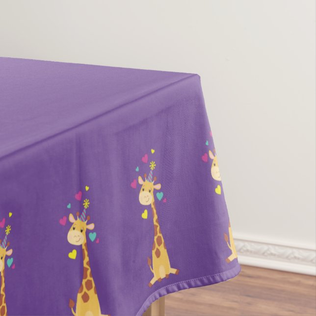 Giraffe Kids Birthday Party Cute Tablecloth (In Situ)