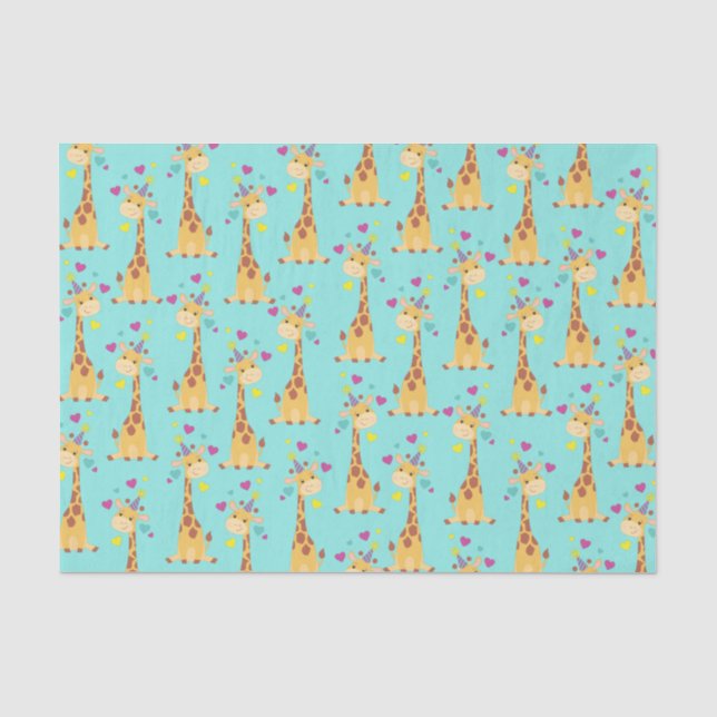 Giraffe Kids Birthday Party Cute Tissue Paper (Front)