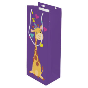 Giraffe Kids Birthday Party Cute Wine Gift Bag