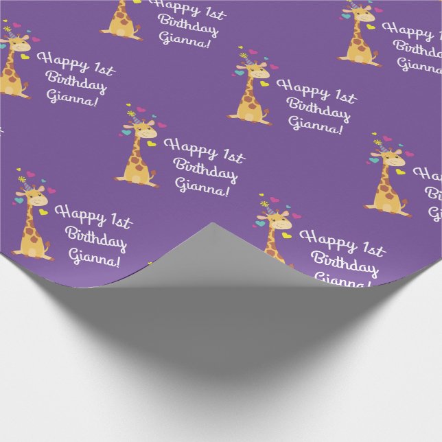 Giraffe Kids Birthday Party Cute Wrapping Paper (Corner)