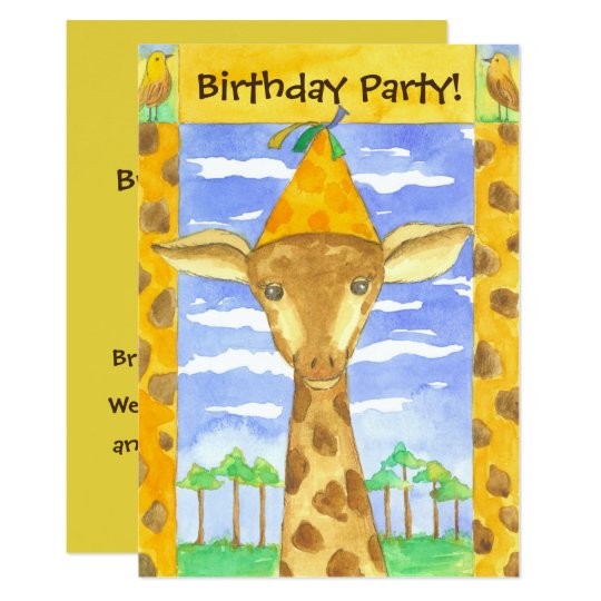 Giraffe Kids Birthday Party Invitation