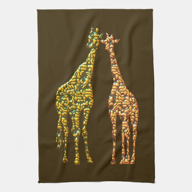 Giraffe Kitchen Towel Painting - Custom Colours (Vertical)