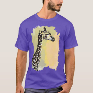 Giraffe Line Wash Watercolor Painting for Giraffe T-Shirt