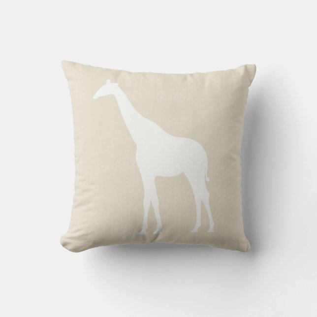 Giraffe, Linen Throw Pillow (Front)