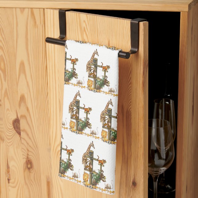Giraffe Lion Tiger Faune Cuisine Serviette à main (Pliage en tiers)