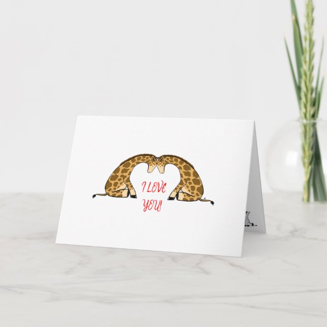 Giraffe Love Heart Valentine's Card (Front)