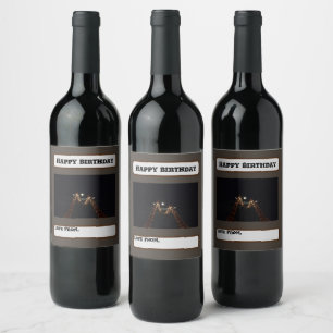 Giraffe Love In The Moonlight, Birthday Wine Label