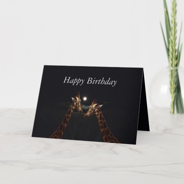 Giraffe Love In The Moonlight, Card (Front)
