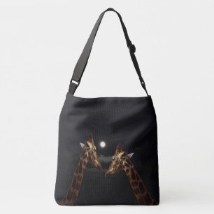 Giraffe Love In The Moonlight, Crossbody Bag