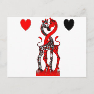 Giraffe Love - Passionate Red Postcard