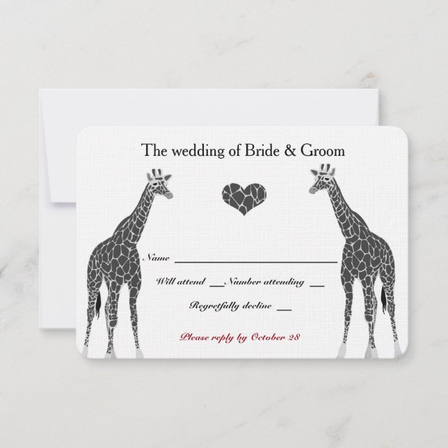 Giraffe Love RSVP Card (Front)
