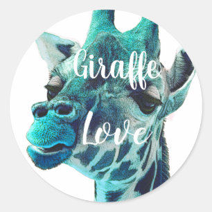 Giraffe Love Typography or Your Favourite Quote Classic Round Sticker