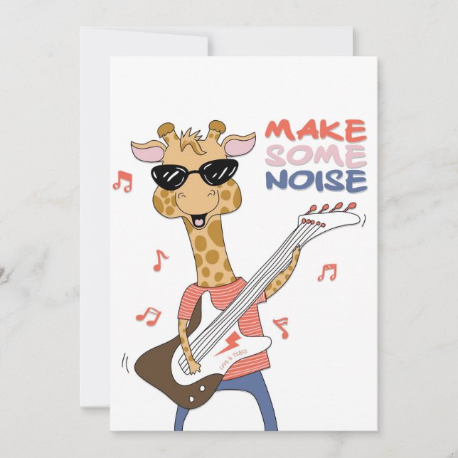 Giraffe Lover Giraffe Guitar Make Some Noise Invitation (Front)