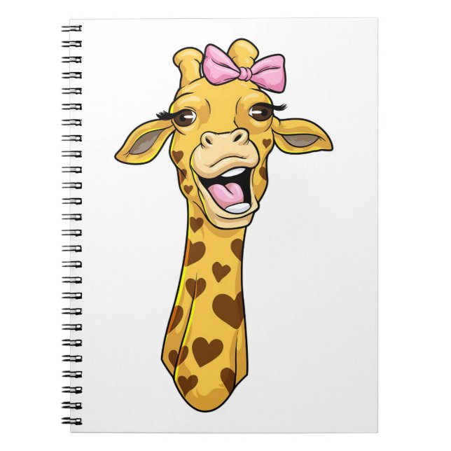 Giraffe Lover Giraffe Ribbon Hearts Notebook (Front)