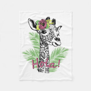 Giraffe Lover Giraffe With Hibiscus Fleece Blanket