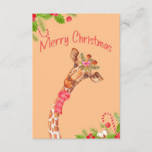 Giraffe Lover Giraffes Africa Merry Christmas Enclosure Card