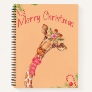 Giraffe Lover Giraffes Africa Merry Christmas Notebook