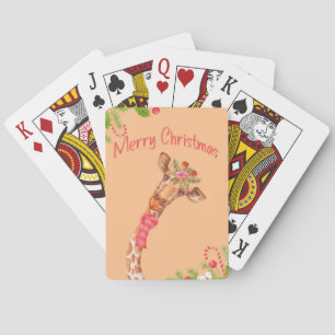 Giraffe Lover Giraffes Africa Merry Christmas Playing Cards