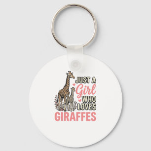 Giraffe Lover Girl Vintage Engraving Shirt Design_ Keychain