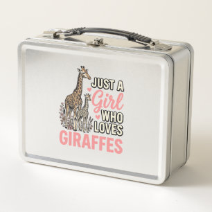 Giraffe Lover Girl Vintage Engraving Shirt Design_ Metal Lunch Box