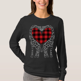 Giraffe Lovers Christmas Buffalo Plaid Pajama Anim T-Shirt