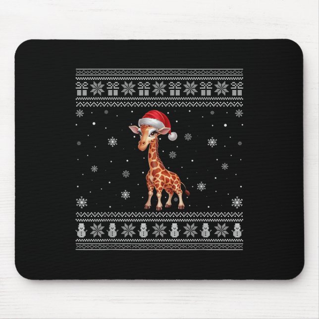 Giraffe Lovers Men Women Santa Ugly Xmas Sweater  Mouse Pad (Front)